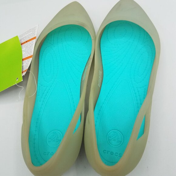 Crocs Shoes Womens 7 Rio Slip On Pointed Ballet Flats Platinum Pool 16265-0BD - Picture 5 of 8